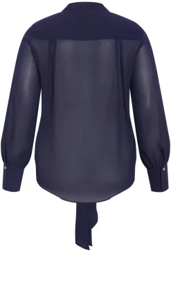 Jane Tie Hem Shirt - navy