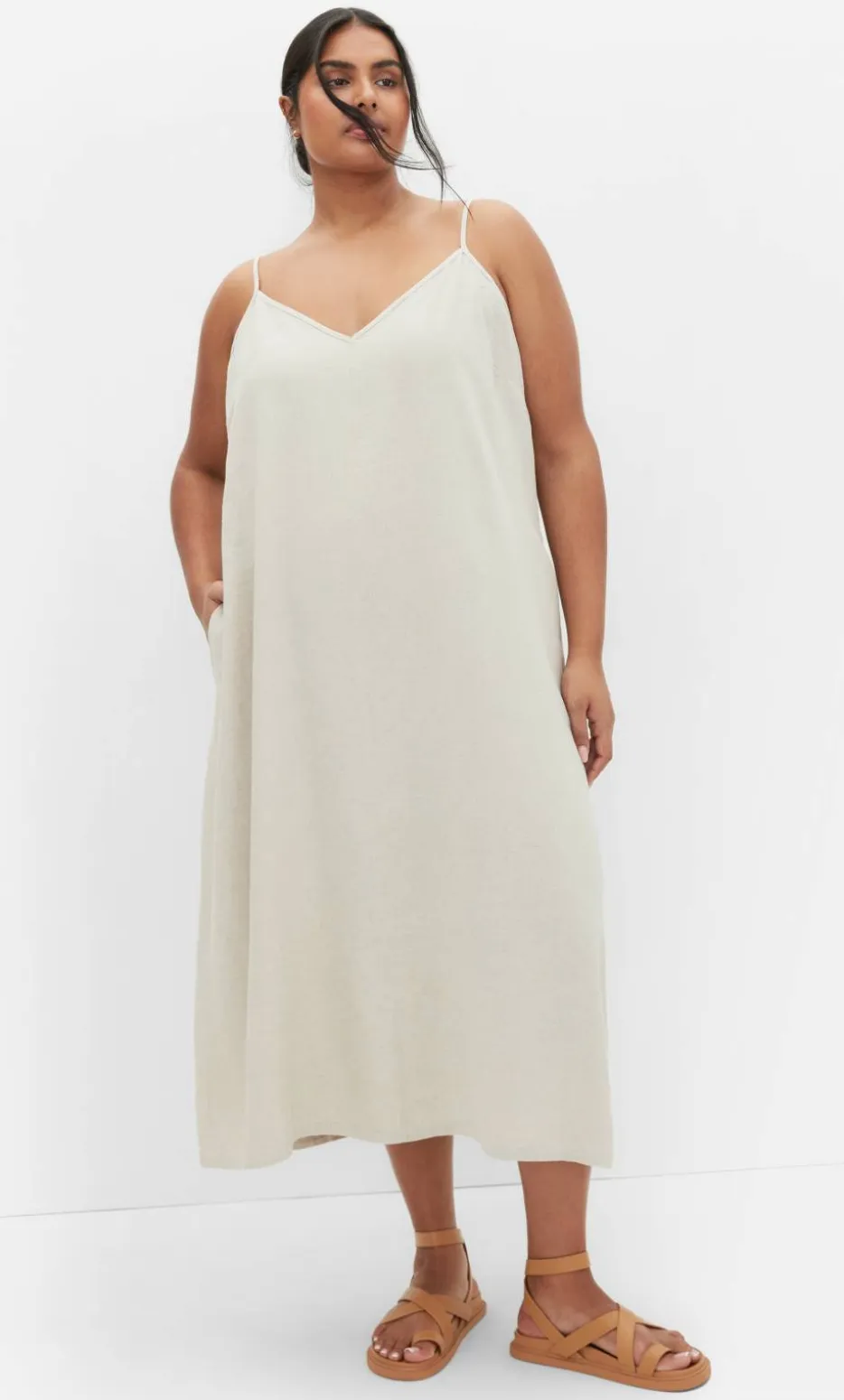 Jayda V Neck Maxi Dress - neutral
