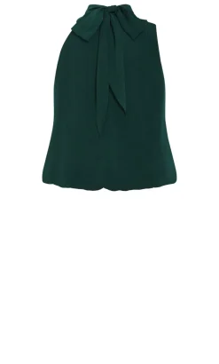 Jaylee Sleeveless Neck Tie Top - forest