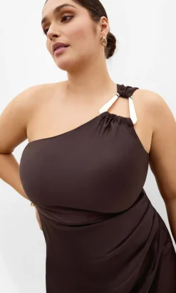 Jayne One Shoulder Maxi Dress - chocolate