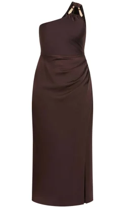 Jayne One Shoulder Maxi Dress - chocolate