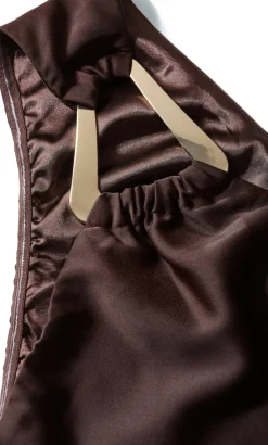 Jayne One Shoulder Maxi Dress - chocolate