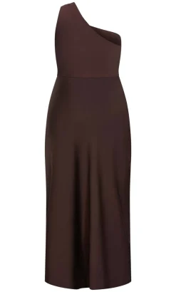 Jayne One Shoulder Maxi Dress - chocolate