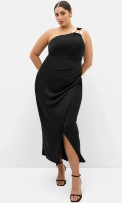 Jayne One Shoulder Maxi Dress - black