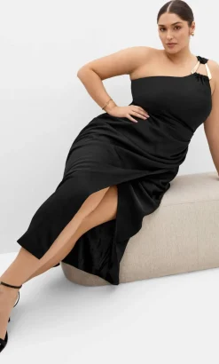 Jayne One Shoulder Maxi Dress - black