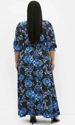 Jolene Willow Print Maxi Dress - black