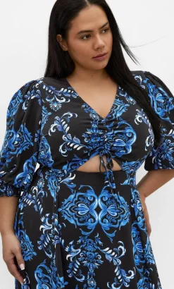 Jolene Willow Print Maxi Dress - black