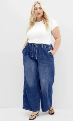 Jorja Wide Leg Denim Pant - mid wash
