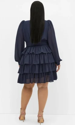 Juliette Tiered Mini Dress - navy