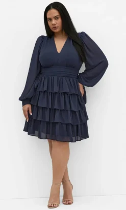 Juliette Tiered Mini Dress - navy