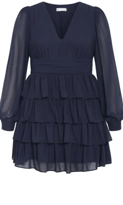 Juliette Tiered Mini Dress - navy