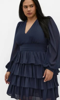 Juliette Tiered Mini Dress - navy