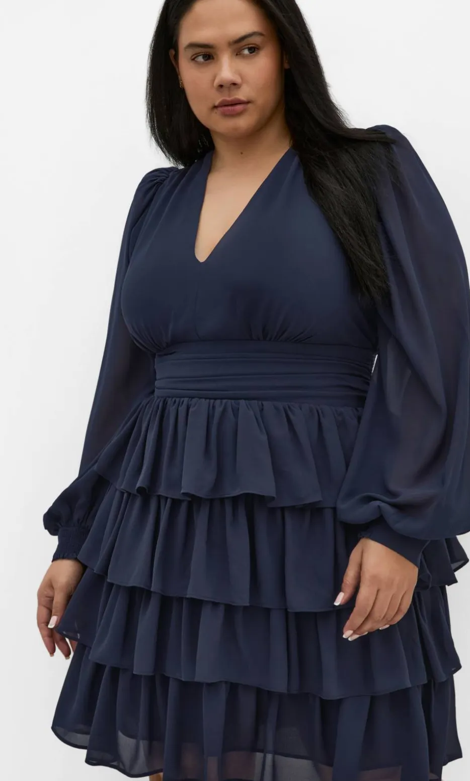 Juliette Tiered Mini Dress - navy