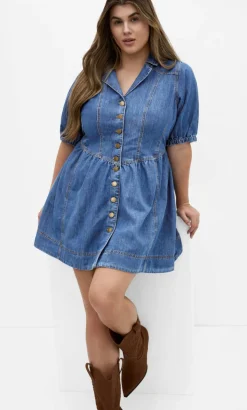 Kai Denim Mini Dress - mid wash