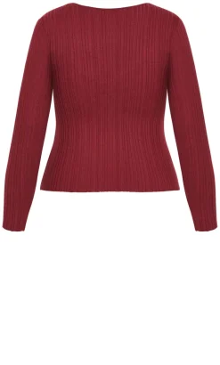 Kaleigh Twist Detail Knit Jumper - dark cherry