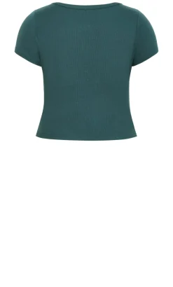 Kara Henley Rib Tee - forest