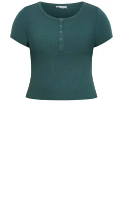 Kara Henley Rib Tee - forest