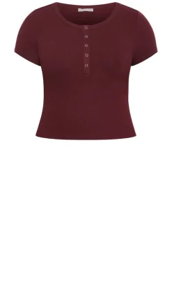 Kara Henley Rib Tee - wildberry