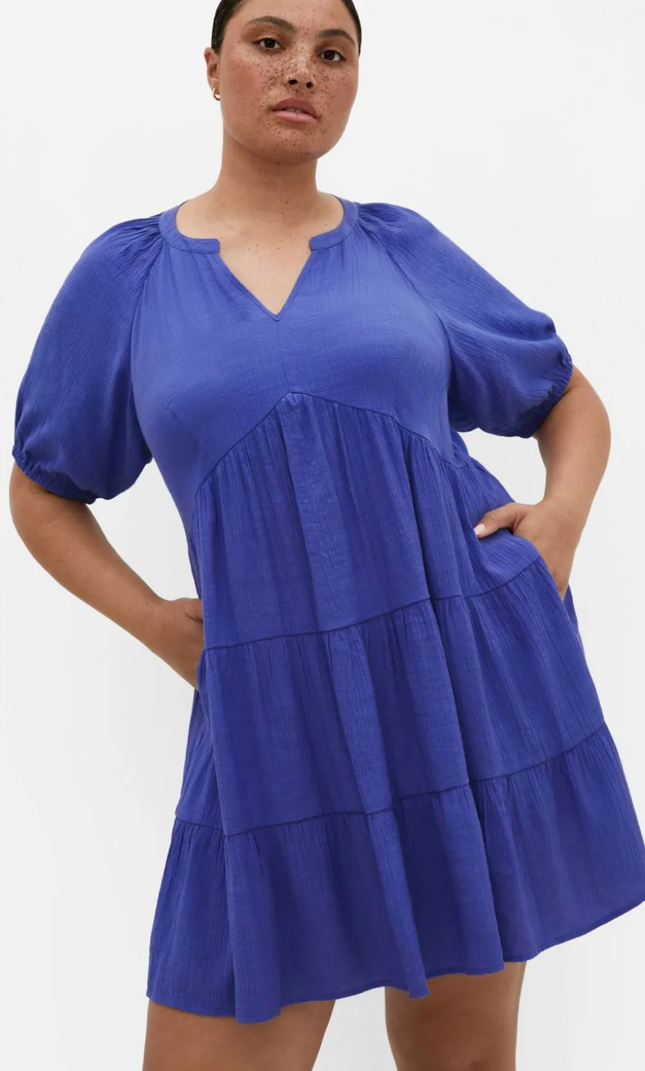 Kara Tiered Mini Dress - marine
