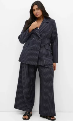 Karla Pinstripe Blazer - navy
