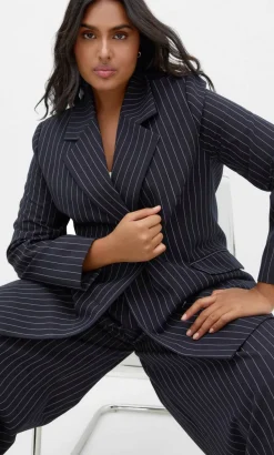 Karla Pinstripe Blazer - navy