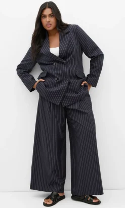 Karla Pinstripe Blazer - navy