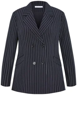 Karla Pinstripe Blazer - navy