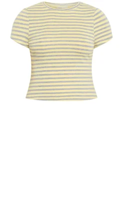 Karla Short Sleeve Stripe Tee - lemon