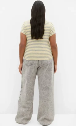 Karla Short Sleeve Stripe Tee - lemon