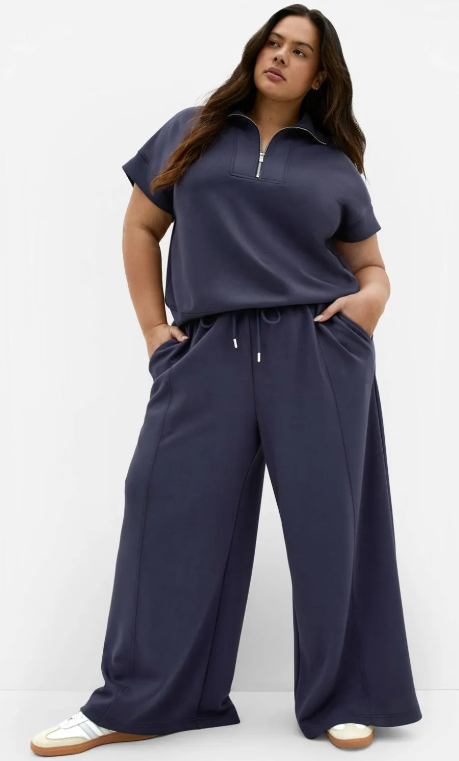 Kay Wide Leg Track Pant - navy