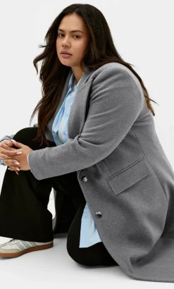 Keira Longline Melton Coat - charcoal marle