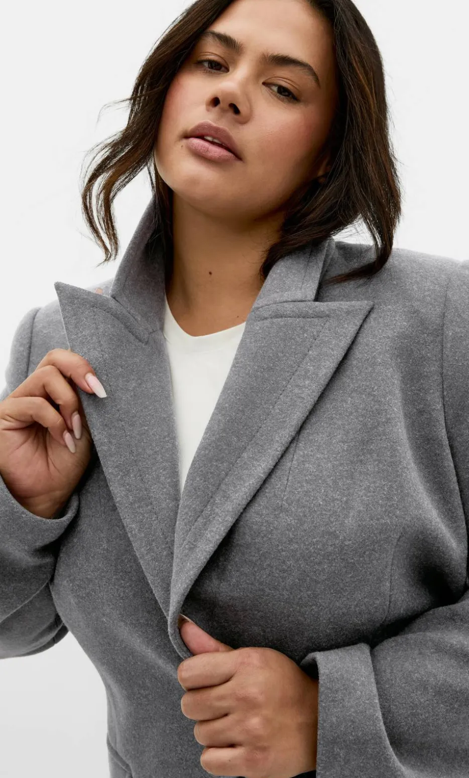 Keira Longline Melton Coat - charcoal marle