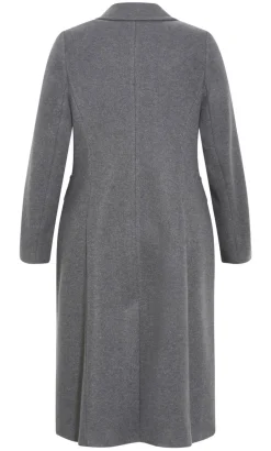Keira Longline Melton Coat - charcoal marle