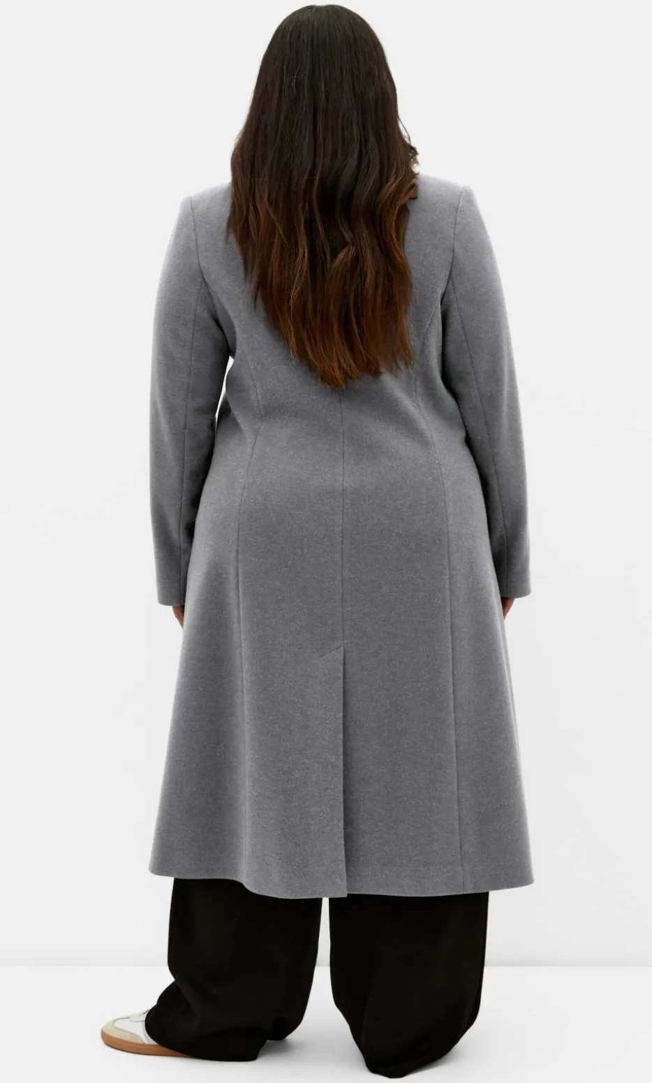 Keira Longline Melton Coat - charcoal marle