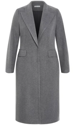 Keira Longline Melton Coat - charcoal marle