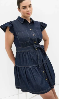 Kelsie Denim Mini Dress - dark wash