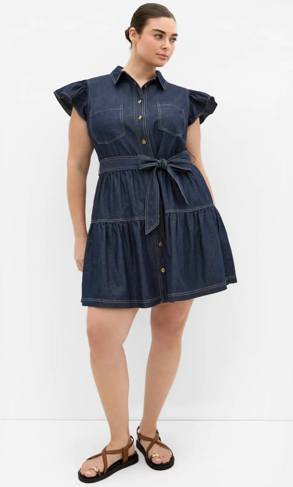 Kelsie Denim Mini Dress - dark wash