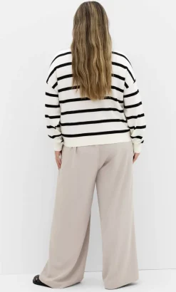 Kenia Stripe Crew Neck Knit Jumper - vanilla