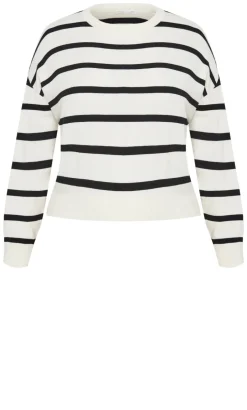 Kenia Stripe Crew Neck Knit Jumper - vanilla