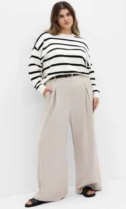 Kenia Stripe Crew Neck Knit Jumper - vanilla