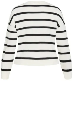 Kenia Stripe Crew Neck Knit Jumper - vanilla
