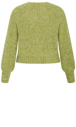 Kiara V Neck Cardigan - matcha