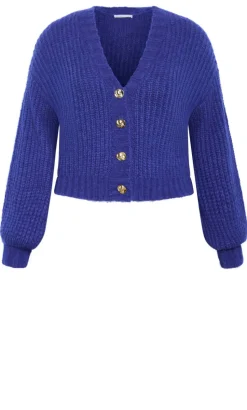 Kiara V Neck Cardigan - ocean blue
