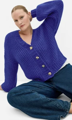 Kiara V Neck Cardigan - ocean blue