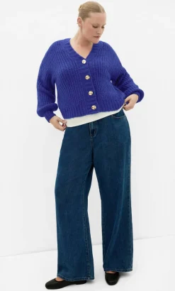 Kiara V Neck Cardigan - ocean blue