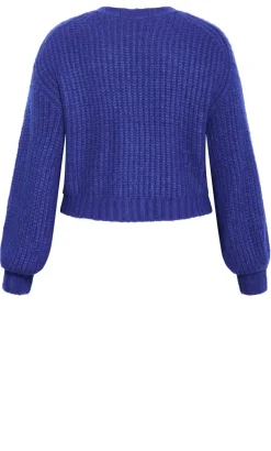 Kiara V Neck Cardigan - ocean blue