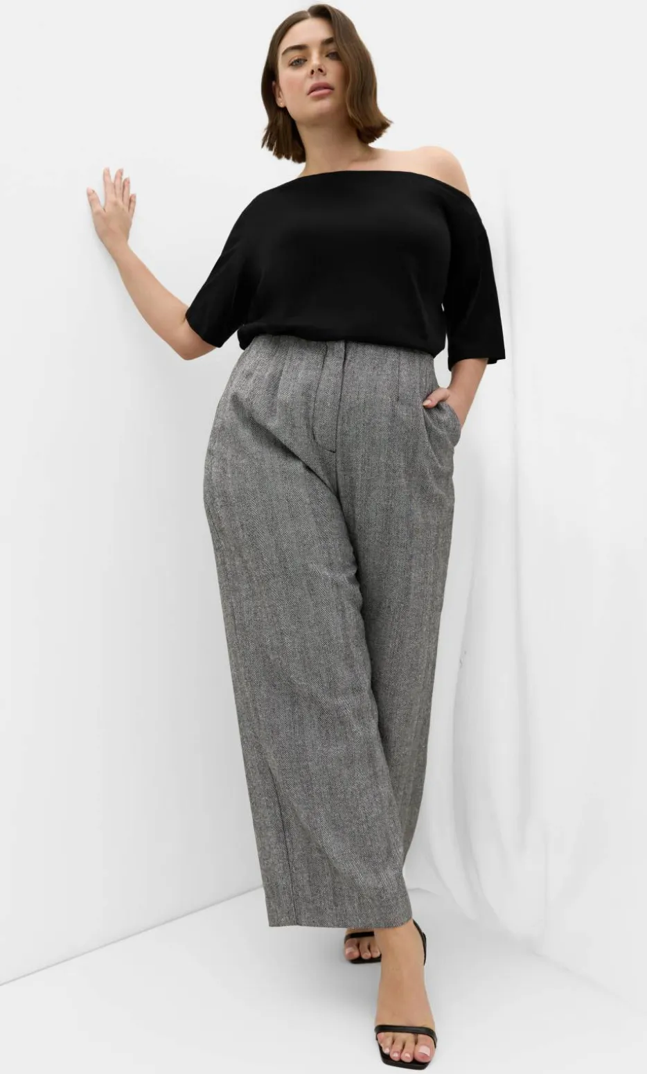 Kings Road Wide Leg Pant - herringbone