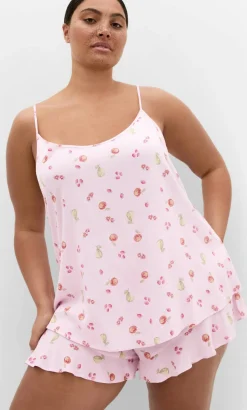 Kitty Berry Print Pyjama Set - baby pink