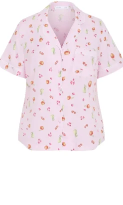 Kitty Berry Print Pyjama Shirt - baby pink