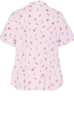 Kitty Berry Print Pyjama Shirt - baby pink